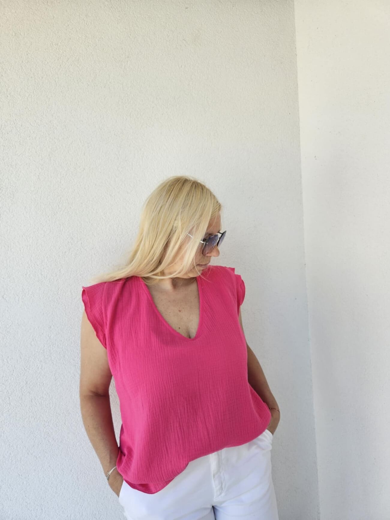 MUSLIN top "fuksija"