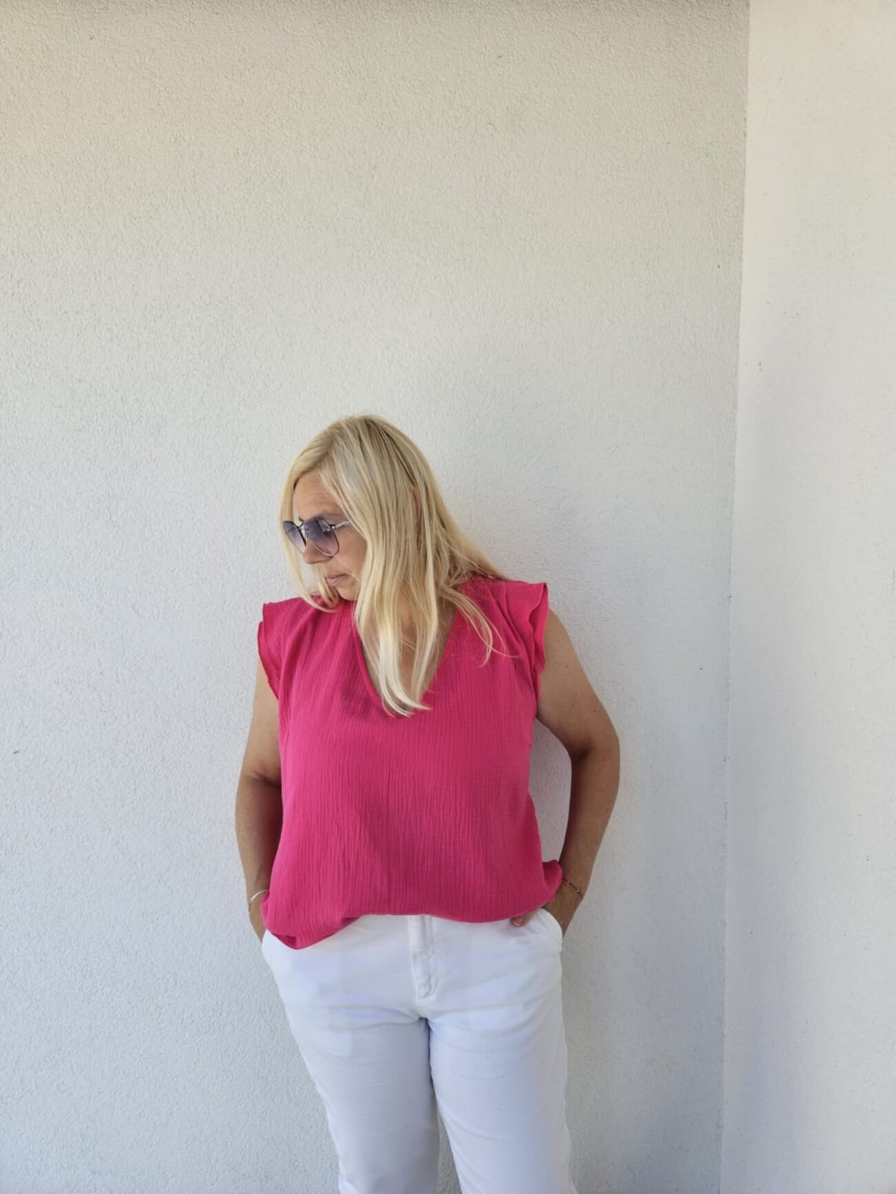 MUSLIN top "fuksija"