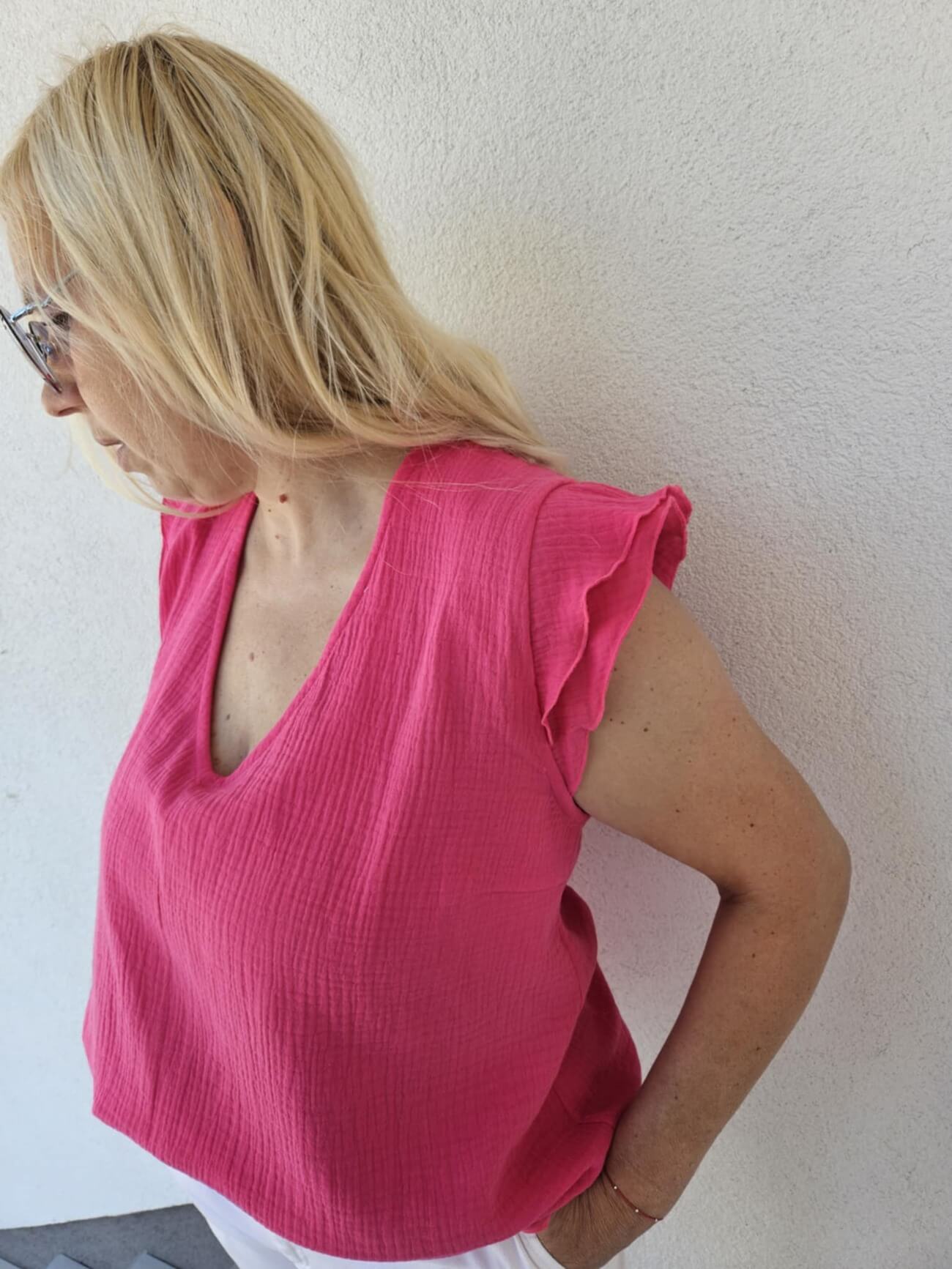 MUSLIN top "fuksija"